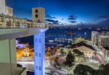 Exploring Salvador, Bahia's Mercado Modelo. The Lacerda elevator at night.