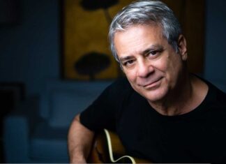 Brazilian guitarist Ricardo Silveira poses with a guitar .