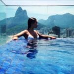 Ipanema Rooftop Pool Crawl woman in ipanema pool