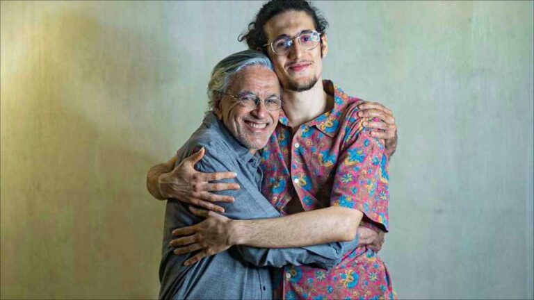 Latin Grammy winners: Tom Veloso embraces his father Caetano Veloso