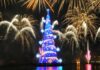 Rio de Janeiro's floating Chritsmas trees with fireworks at night