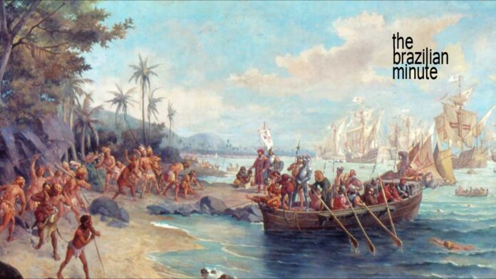 brazilian-minute-day-of-discovery-01 Portuguese explorer Cabral lands at Porto Seguro on Brazil's Day of Discovery.