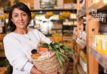 Brazil On Your Grocery List Woman picking Brazil on your grocery list