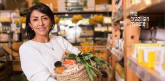 Woman picking Brazil on your grocery list