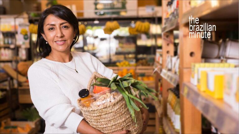 Woman picking Brazil on your grocery list